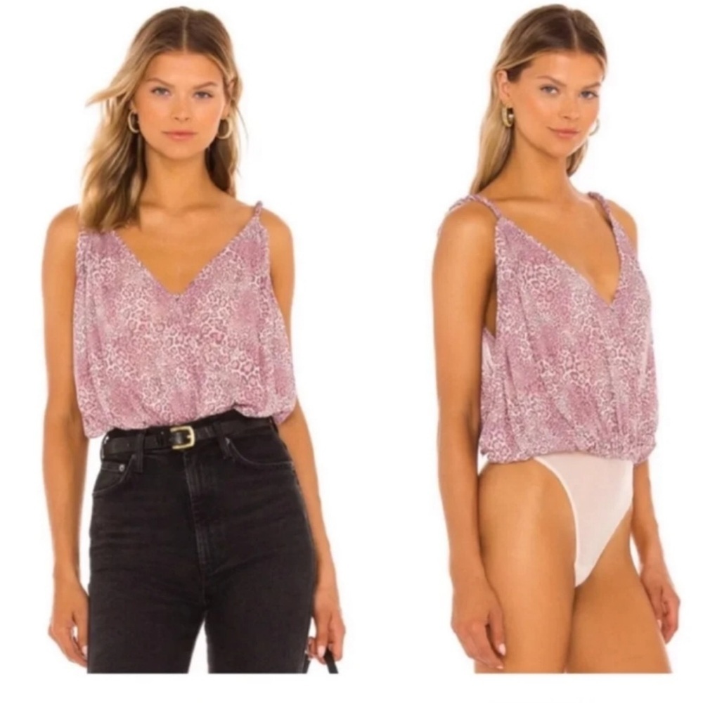 NWT Free People Intimately SIREN SONG BODYSUIT Pink Cheetah Leopard Print Loose